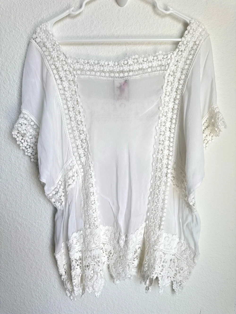 Johnny Was Lacey Insert Top XXL 2XL Cream Crochet Scalloped Hem Boho Blouse - Picture 10 of 12
